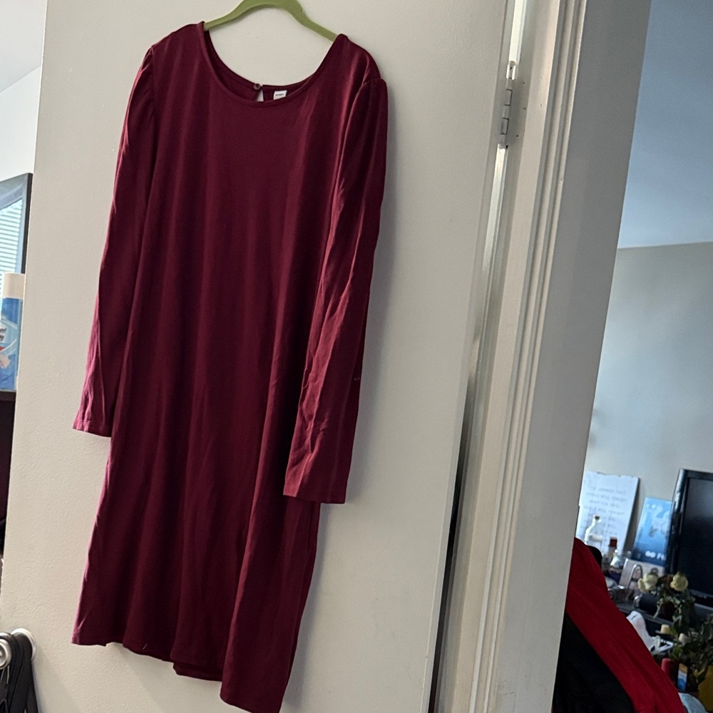 Old Navy Deep Red Long Sleeve Dress